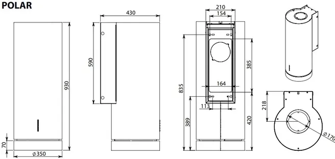 Вытяжка Falmec POLAR X 35 inox (800) фото 3 Вытяжка Falmec POLAR X 35 inox (800) фото 3