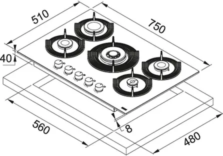 Газовая панель Franke FHMF 755 4G DC C CG фото 2