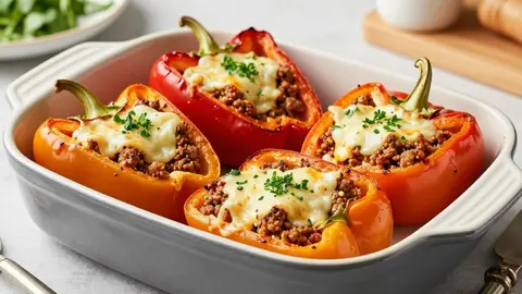 Перец с фаршем половинками в духовке: пошаговый рецепт