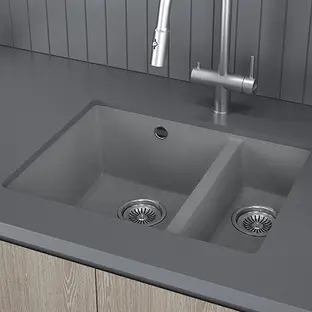 Мойка кухонная KUCHENSTERN UNDER 60-2 102TN10 Титан фото 3