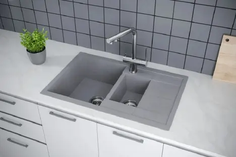 Мойка кухонная KUCHENSTERN FLUG 60-2 110TN10 Титан фото 2