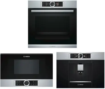 Bosch (духовой шкаф HSG636BS1 + кофемашина CTL636ES1 + микроволновая печь BFR634GS1)