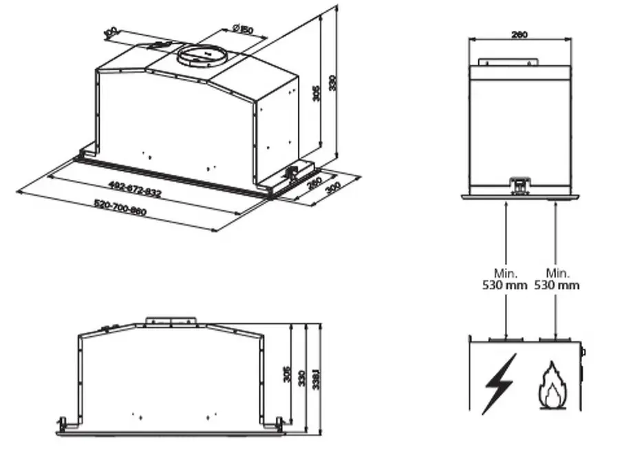 Встраиваемая вытяжка Bertazzoni KIN52MOD1XC фото 2 Встраиваемая вытяжка Bertazzoni KIN52MOD1XC фото 2