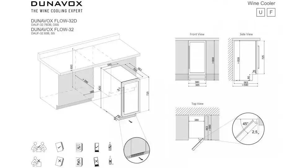 Винный холодильник Dunavox DAUF-32.83B фото 2