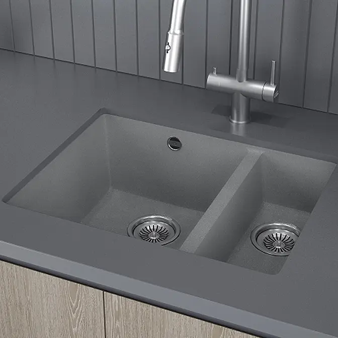 Мойка кухонная KUCHENSTERN UNDER 60-2 102TN10 Титан фото 3 Мойка кухонная KUCHENSTERN UNDER 60-2 102TN10 Титан фото 3