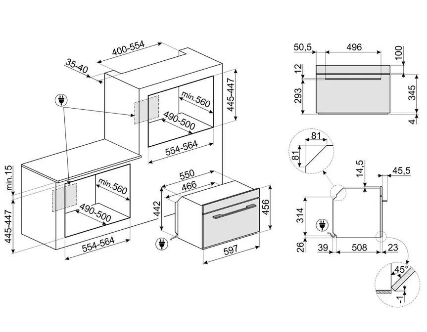 Встраиваемая микроволновая печь Smeg SF4101MS1 фото 4