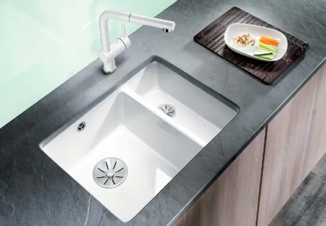 Мойка Blanco SUBLINE 350/150-U керамика отводная арматура InFino® фото 2