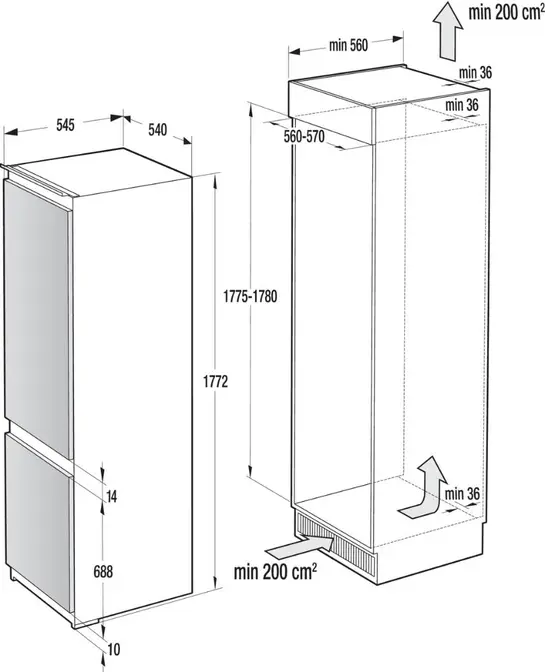 Встраиваемый двухкамерный холодильник Gorenje RKI 2181 E1 фото 10