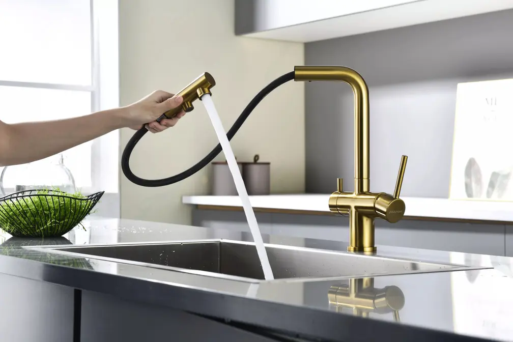 Смеситель Paulmark SERPENTINE Se213222-BG брашированное золото фото 4 Смеситель Paulmark SERPENTINE Se213222-BG брашированное золото фото 4