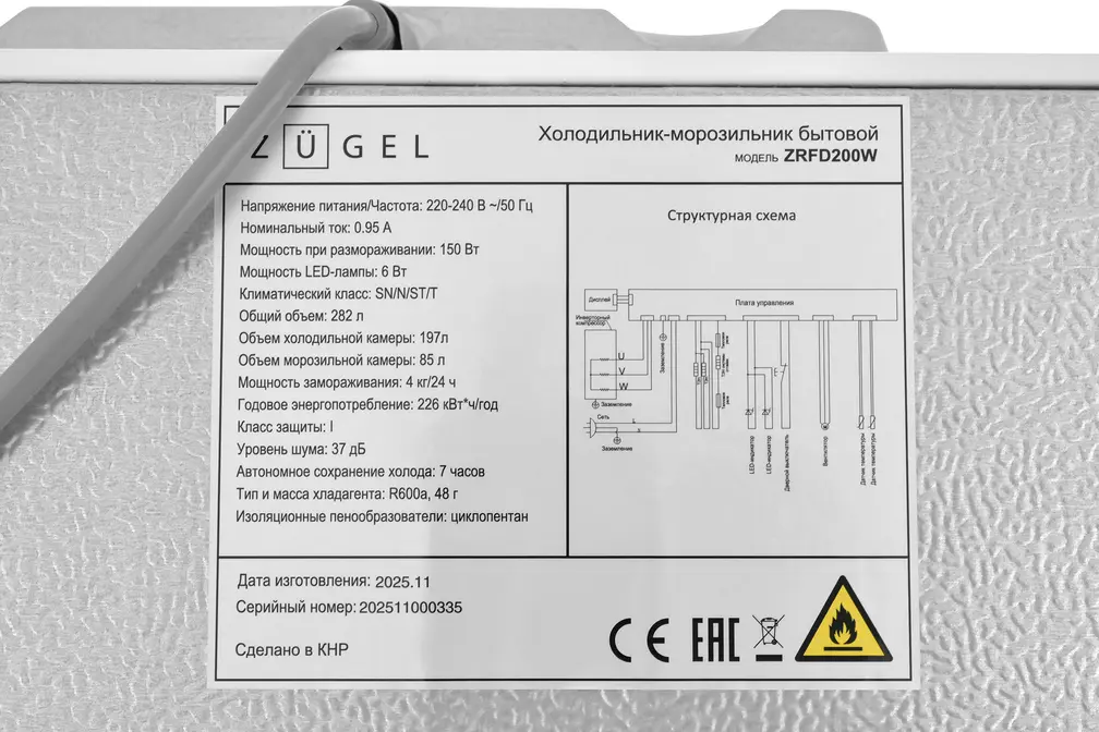 Холодильник ZÜGEL ZRFD200W фото 24