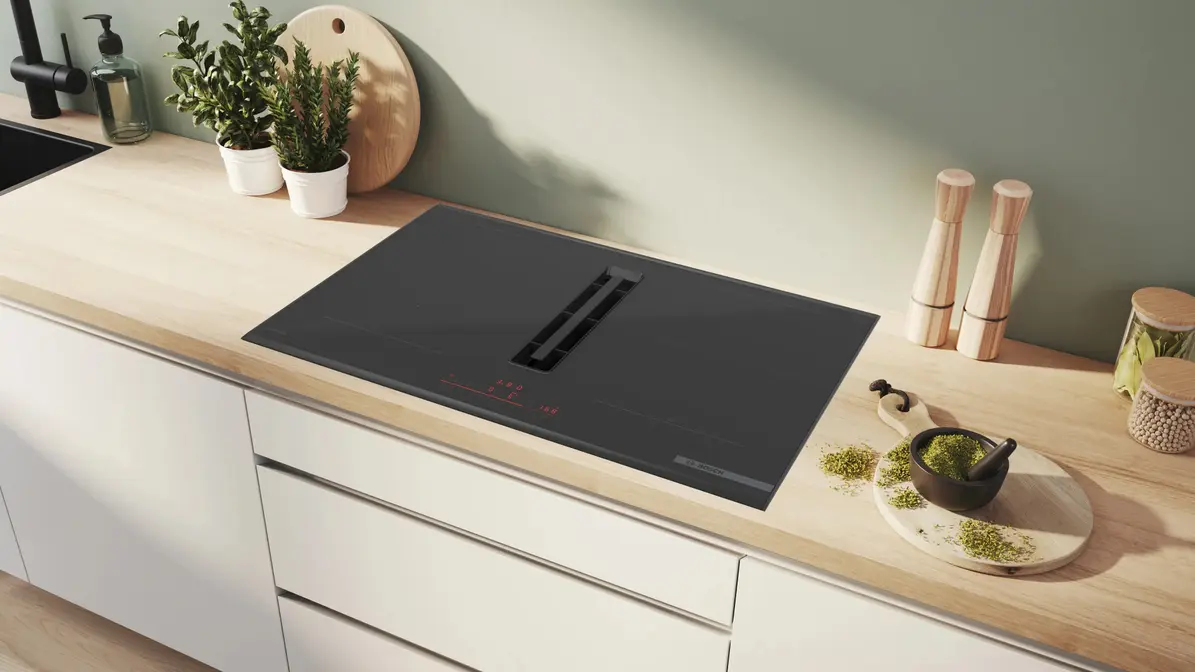 Индукционная стеклокерамич. панель с вытяжкой Bosch PVQ890H26E фото 2