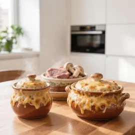 Картошка с мясом и грибами в горшочках в духовке: пошаговый рецепт