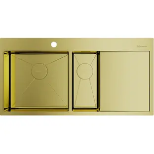 Мойка Akisame 100-2-LG-L нерж.сталь/светлое золото(арт.4973089)