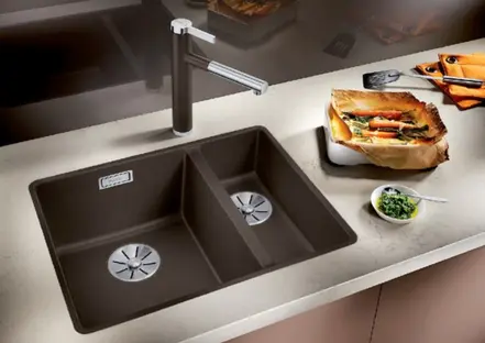 Мойка Blanco SUBLINE 340/160-U SILGRANIT чаша слева, отводная арматура InFino® Мойка Blanco SUBLINE 340/160-U SILGRANIT чаша слева, отводная арматура InFino®