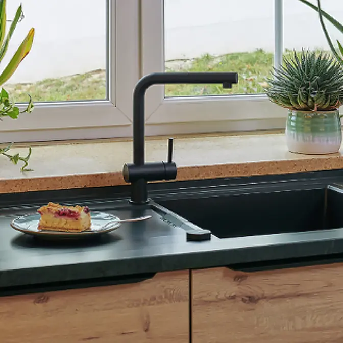 Смеситель Schock Epos-D, Cristalite, выдвижной излив, неро фото 3