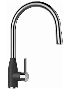 Смеситель SCHOCK Kavus-D, Cristalite, выдвижной излив сталь/оникс Смеситель SCHOCK Kavus-D, Cristalite, выдвижной излив сталь/оникс