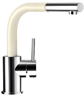 Смеситель Schock Nimbus-D , Cristadur, выдвижной излив хром/магнолия
