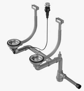 Арматура для двухчашевых  моек с клапаном-автомат WK-2-IN-A(арт.4956484)