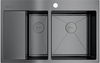 Мойка Akisame 78-2-GM-R нерж.сталь/вороненая сталь(арт.4973102)