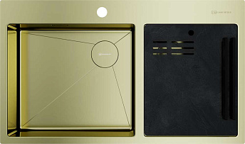 Мойка Omoikiri Akisame 86-2-LG Side нерж. сталь/золото (арт.4997048)