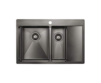 Мойка Paulmark KRONER 78/2SF PM227851-GML вороненая нерж.сталь