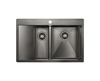 Мойка Paulmark KRONER 78/2SF PM227851-GMR вороненая нерж.сталь