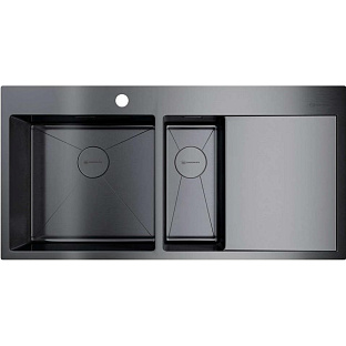 Мойка Omoikiri Akisame 100-2-GM-L нерж.сталь/вороненая сталь (4973103)